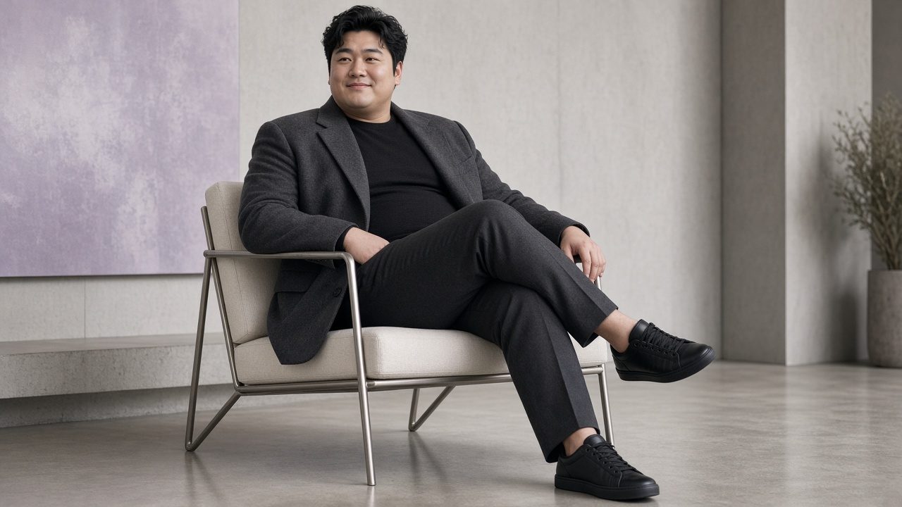 Man in a charcoal blazer